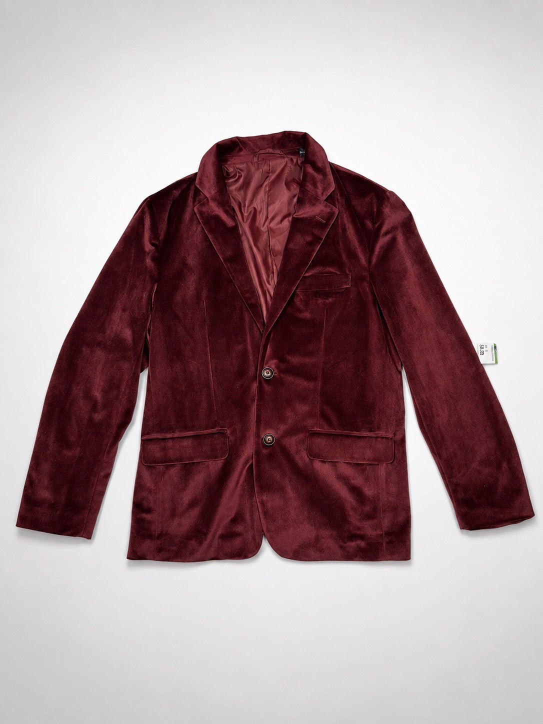 Nautica burgundy velvet blazer fabric close up