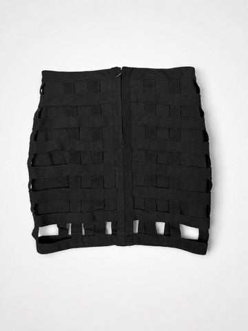 Wow Couture black caged bandage mini skirt side view