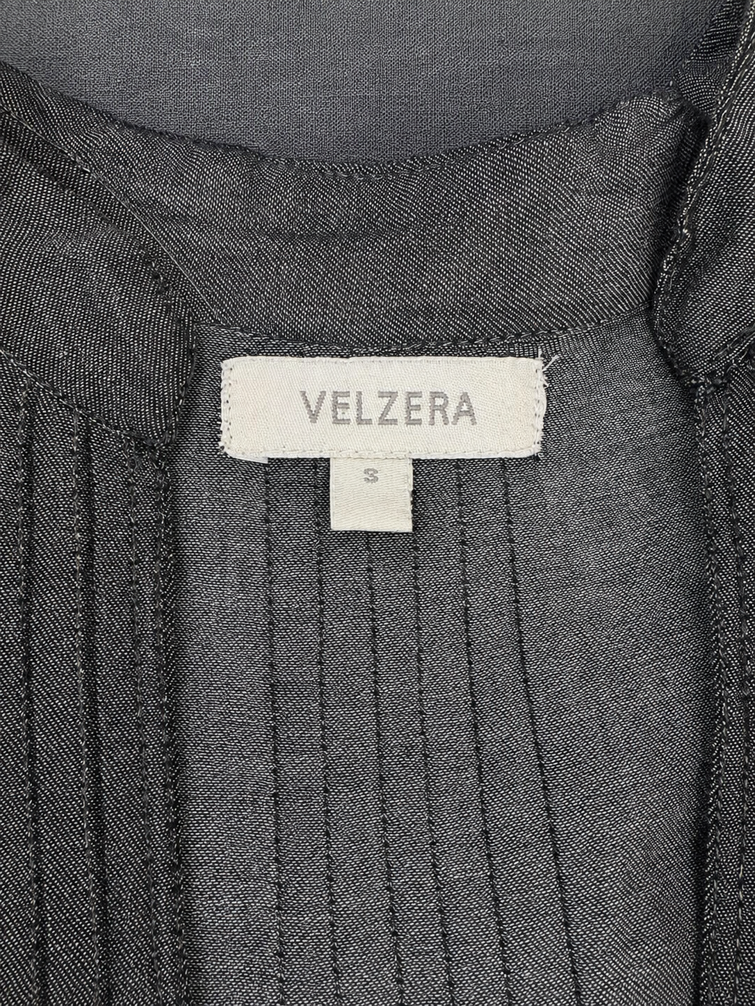 Women's VELZERA Charcoal Boho Pintuck Tunic with Colorful Embroidered Trim – Small