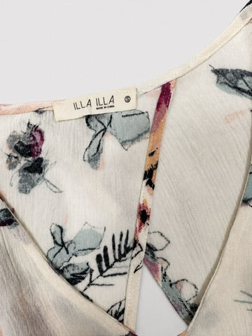 Illa Illa Cream Floral Open-Back Crop Top S Petite