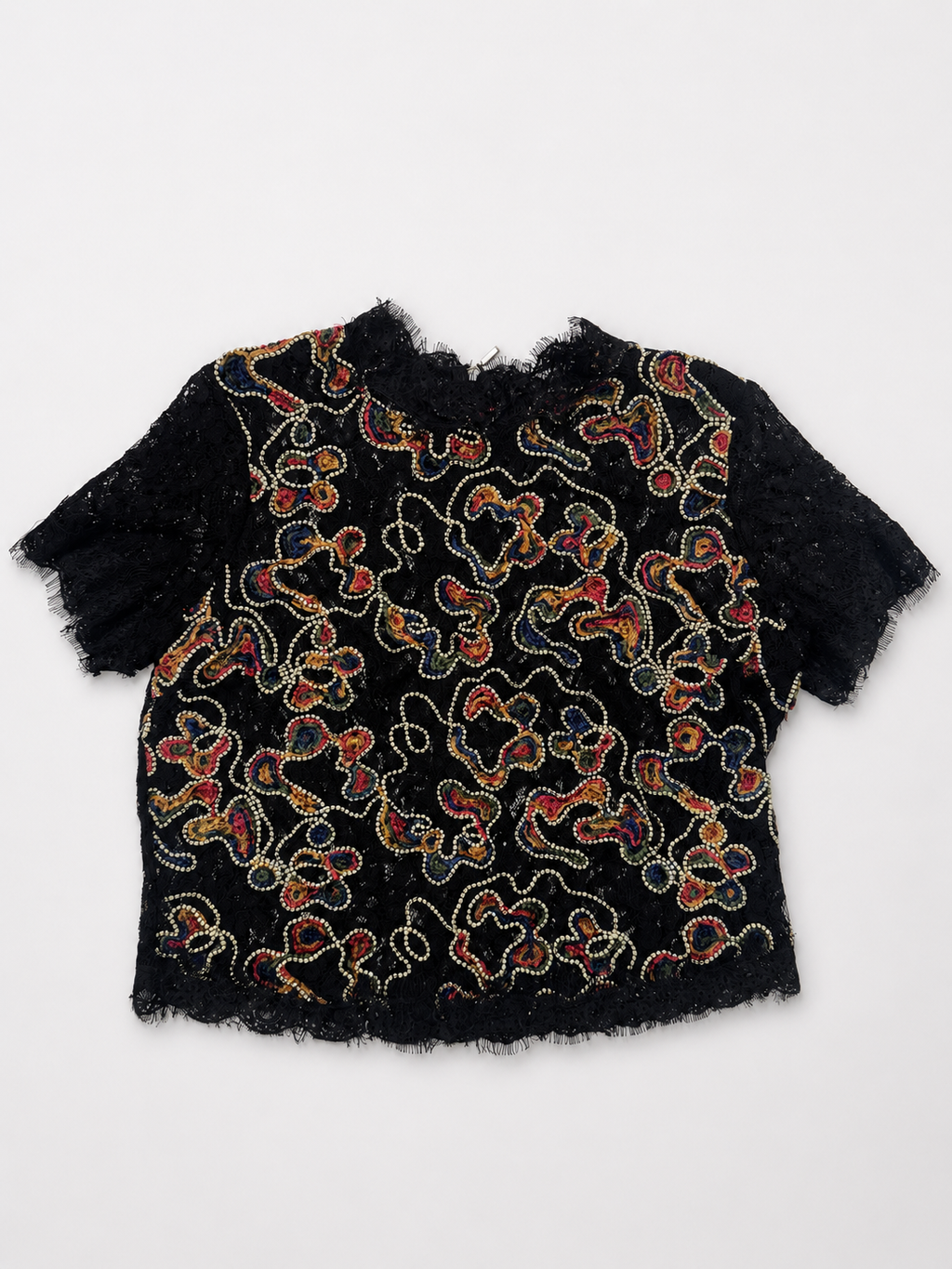 Zara Trafaluc Embroidered Lace Top – Size Large – Excellent Used Condition