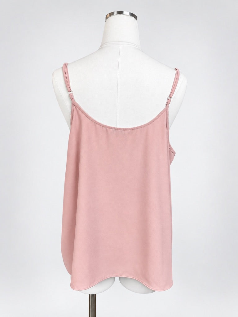 Nine West dusty rose pink cami back view with adjustable spaghetti straps