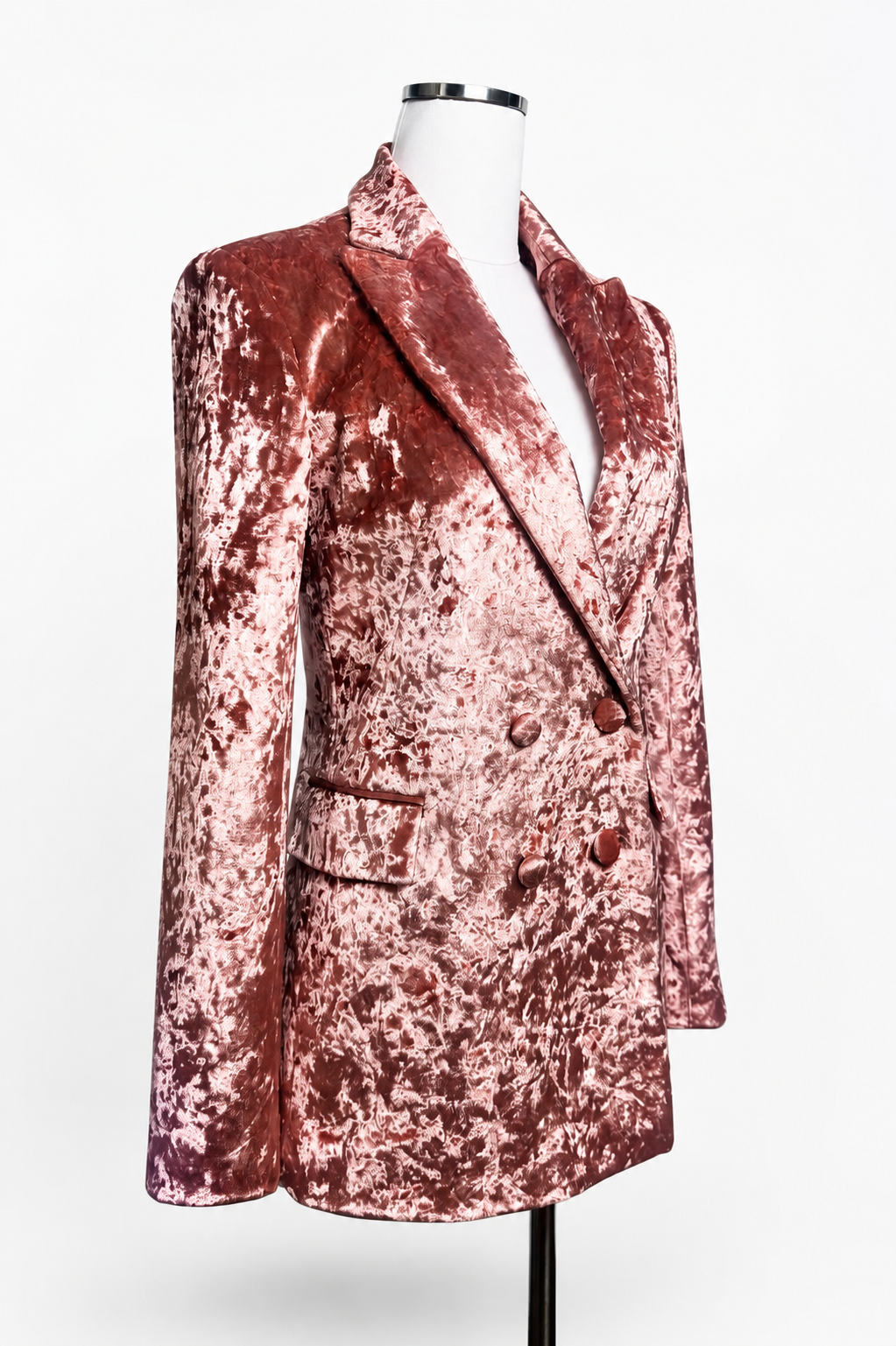 Women's TOPSHOP Dusty Rose Crushed Velvet Double-Breasted Blazer – US 4