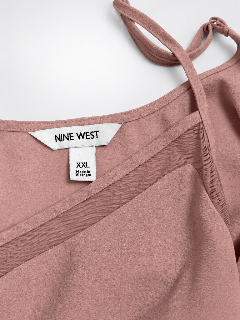 Nine West dusty rose pink cami XXL label and mesh neckline detail