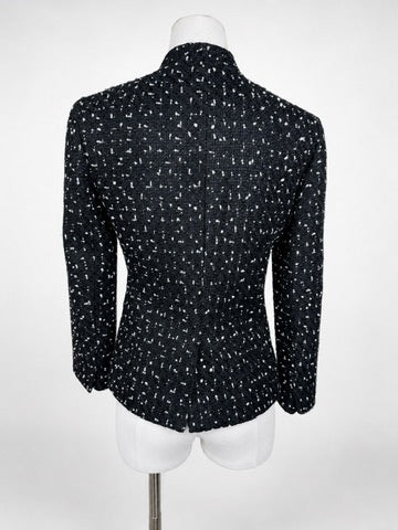 Navy J.Crew 365 bouclé tweed blazer, open-front stand-collar style, women's size 2 — product photo 3