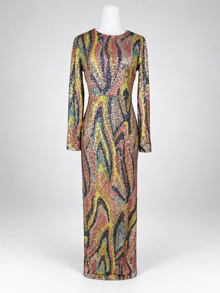 AQUA x Salvatore Rizza Sequin Maxi Dress Women's M