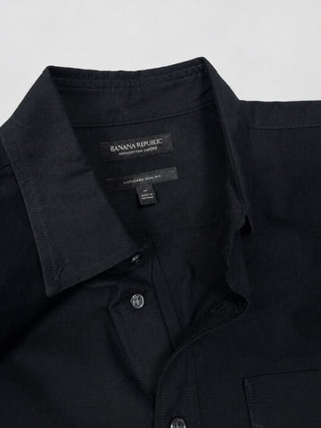 Banana Republic black oxford shirt chest pocket detail