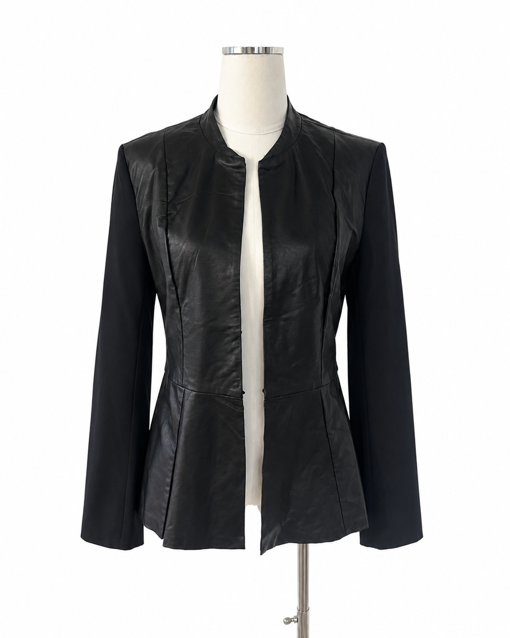 Romeo & Juliet Couture Black Faux Leather Peplum Jacket Women's Medium