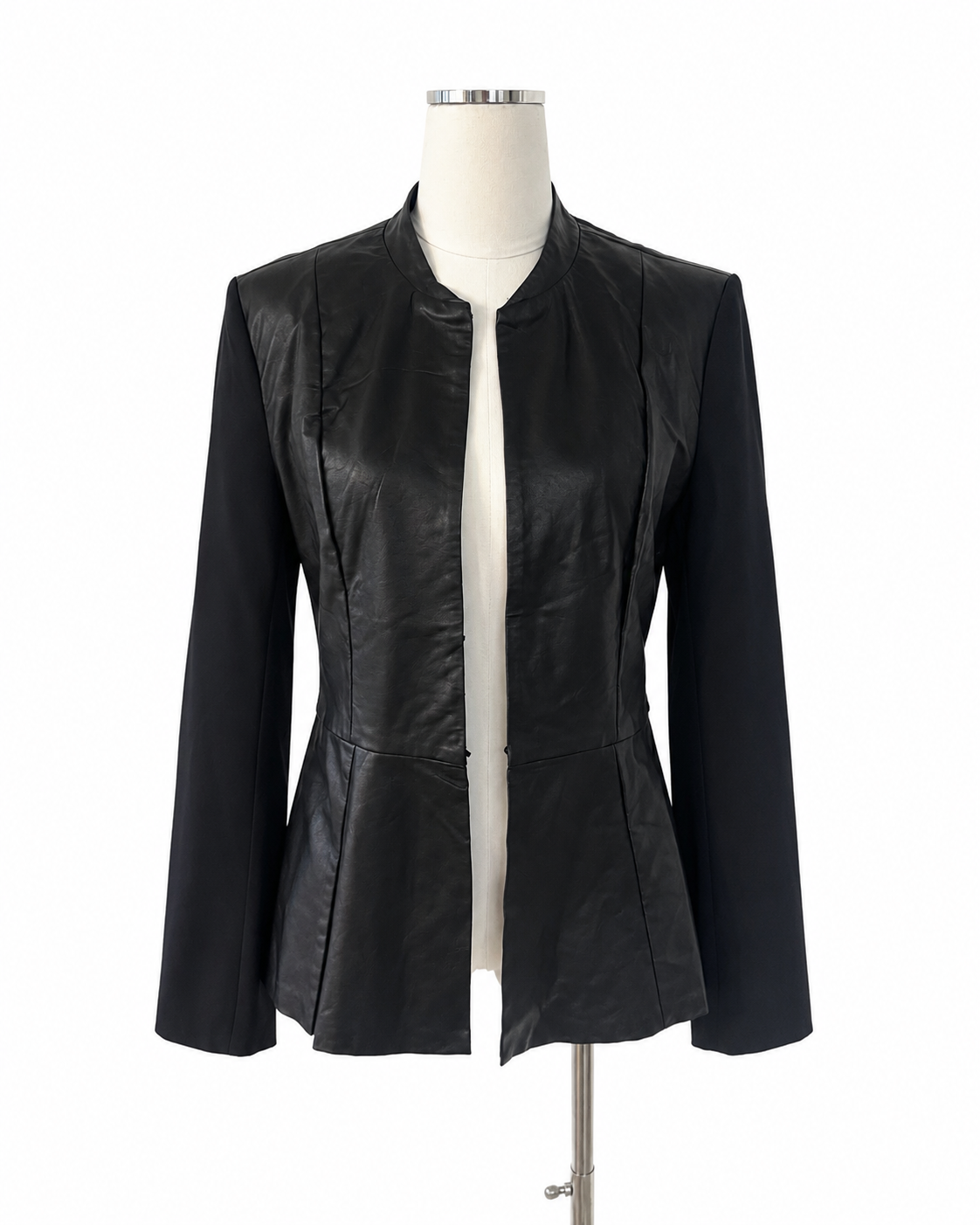 Romeo & Juliet Couture Black Faux Leather Peplum Jacket Women's Medium