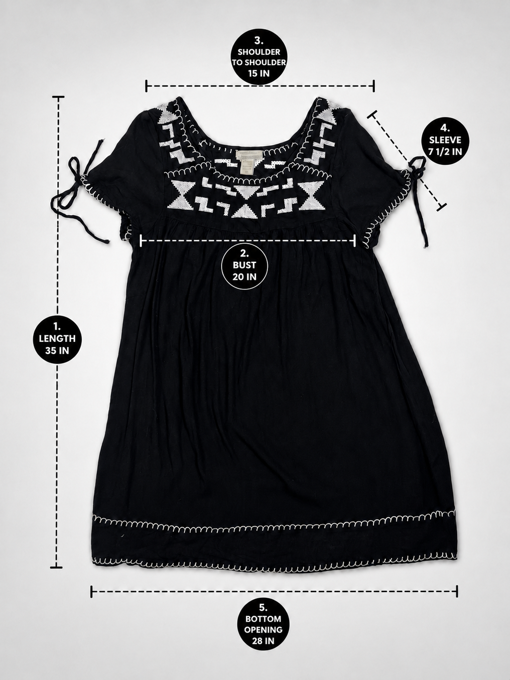 World Market L/XL black embroidered babydoll dress flat lay