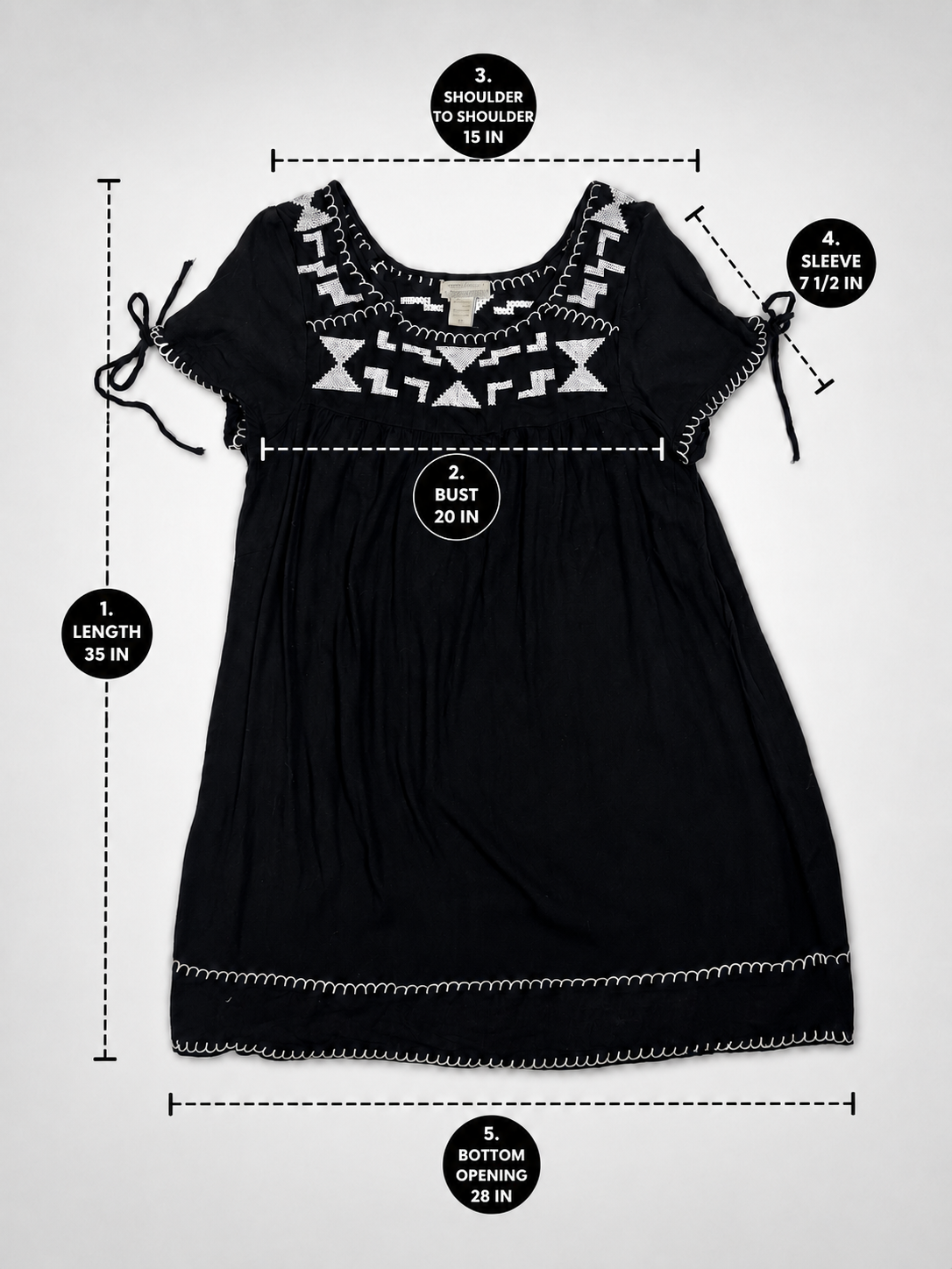 World Market L/XL black embroidered babydoll dress flat lay