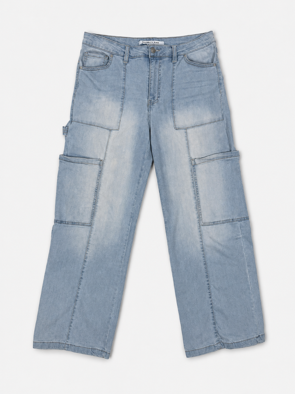 Women’s Celebrity Pink Y2K Inspired Light Wash Wide Leg Cargo Jeans Size 11/30