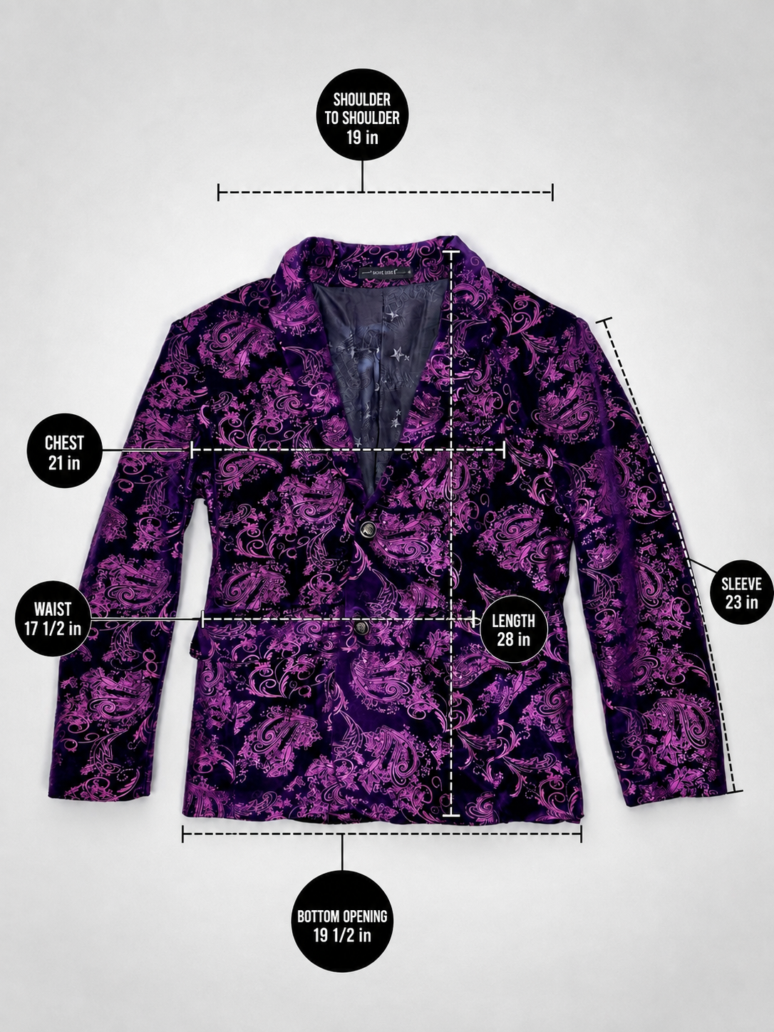 Mage Male velvet blazer front pockets and two-button closure detail