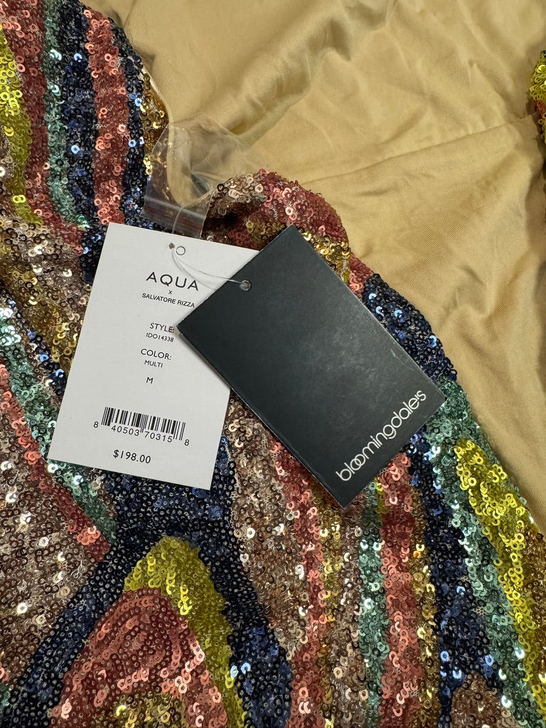 AQUA x Salvatore Rizza multicolor sequin dress size M tags