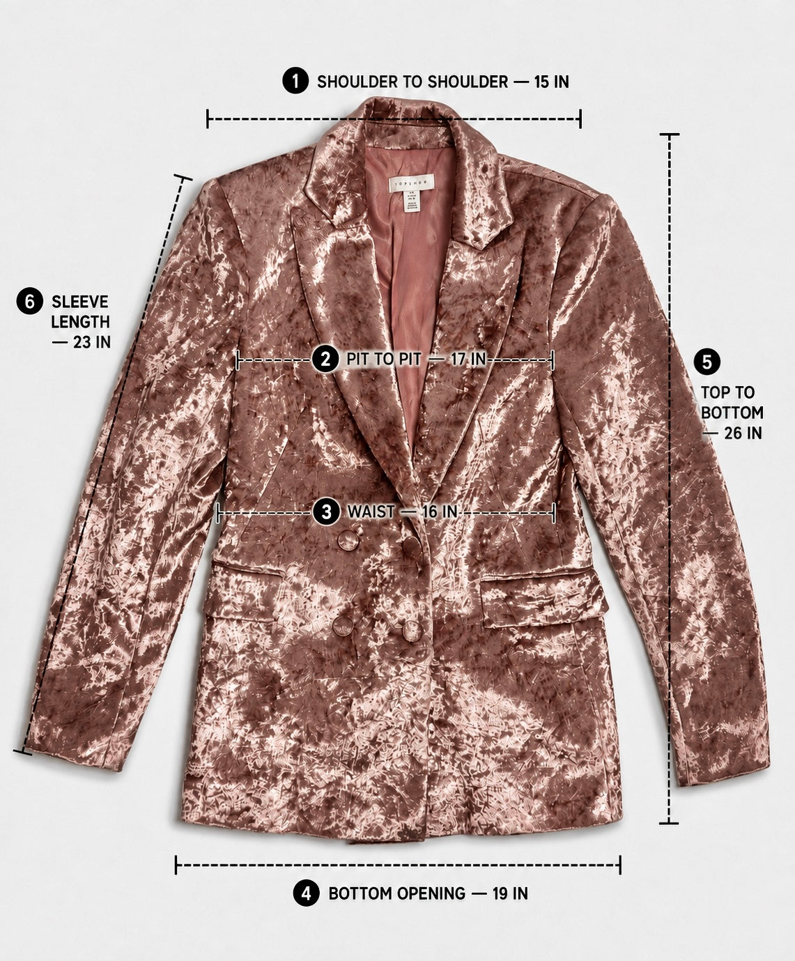 Women's TOPSHOP Dusty Rose Crushed Velvet Double-Breasted Blazer – US 4