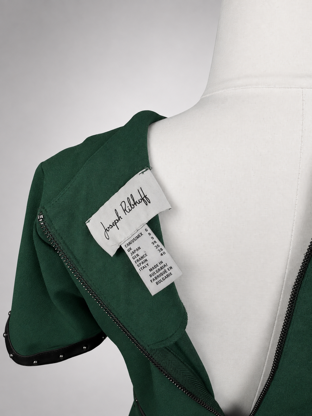 Joseph Ribkoff dress side profile showing fitted midi silhouette