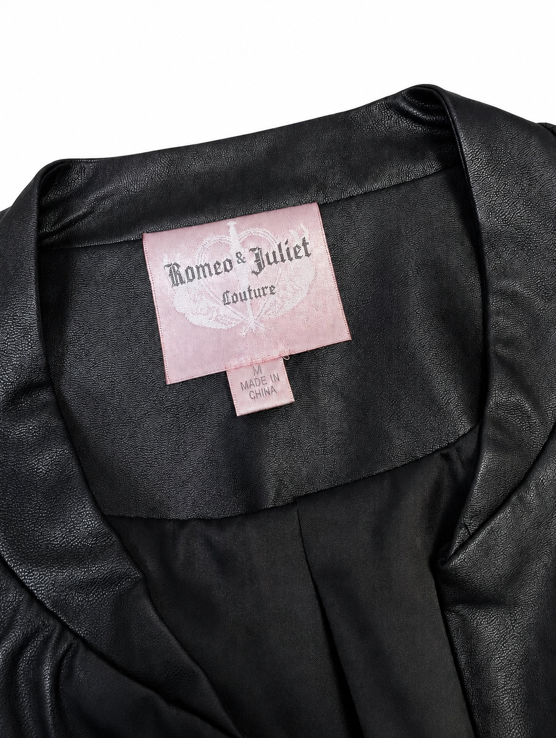 Romeo & Juliet Couture Black Faux Leather Peplum Jacket Women's Medium