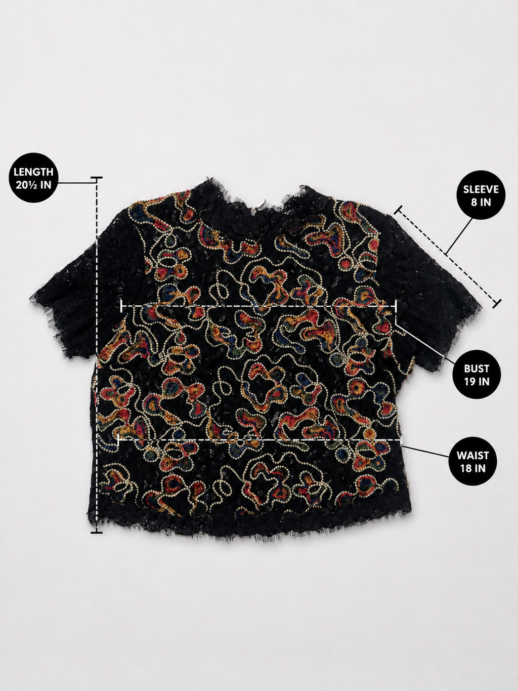 Zara Trafaluc Embroidered Lace Top – Size Large – Excellent Used Condition
