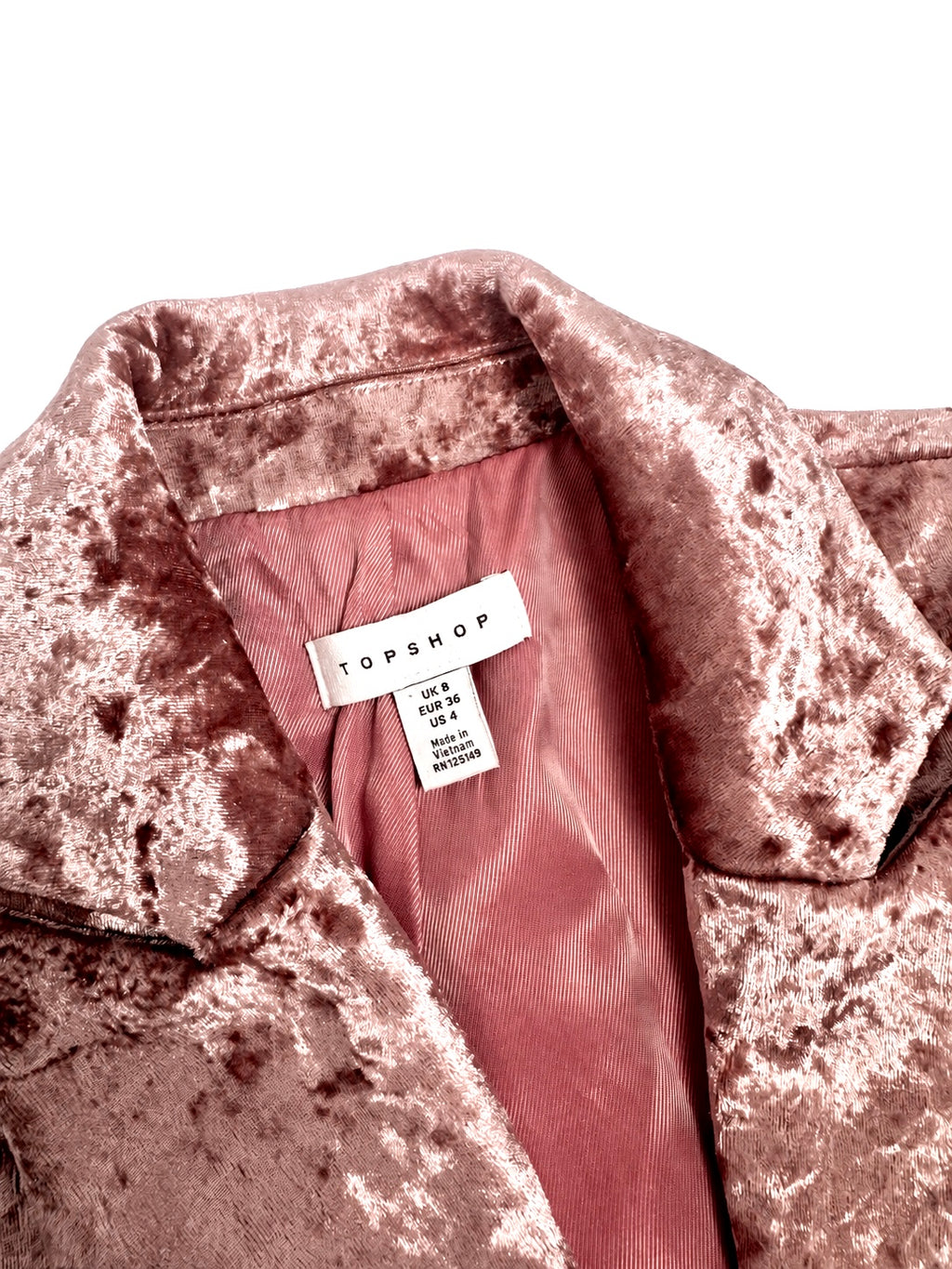 Women's TOPSHOP Dusty Rose Crushed Velvet Double-Breasted Blazer – US 4
