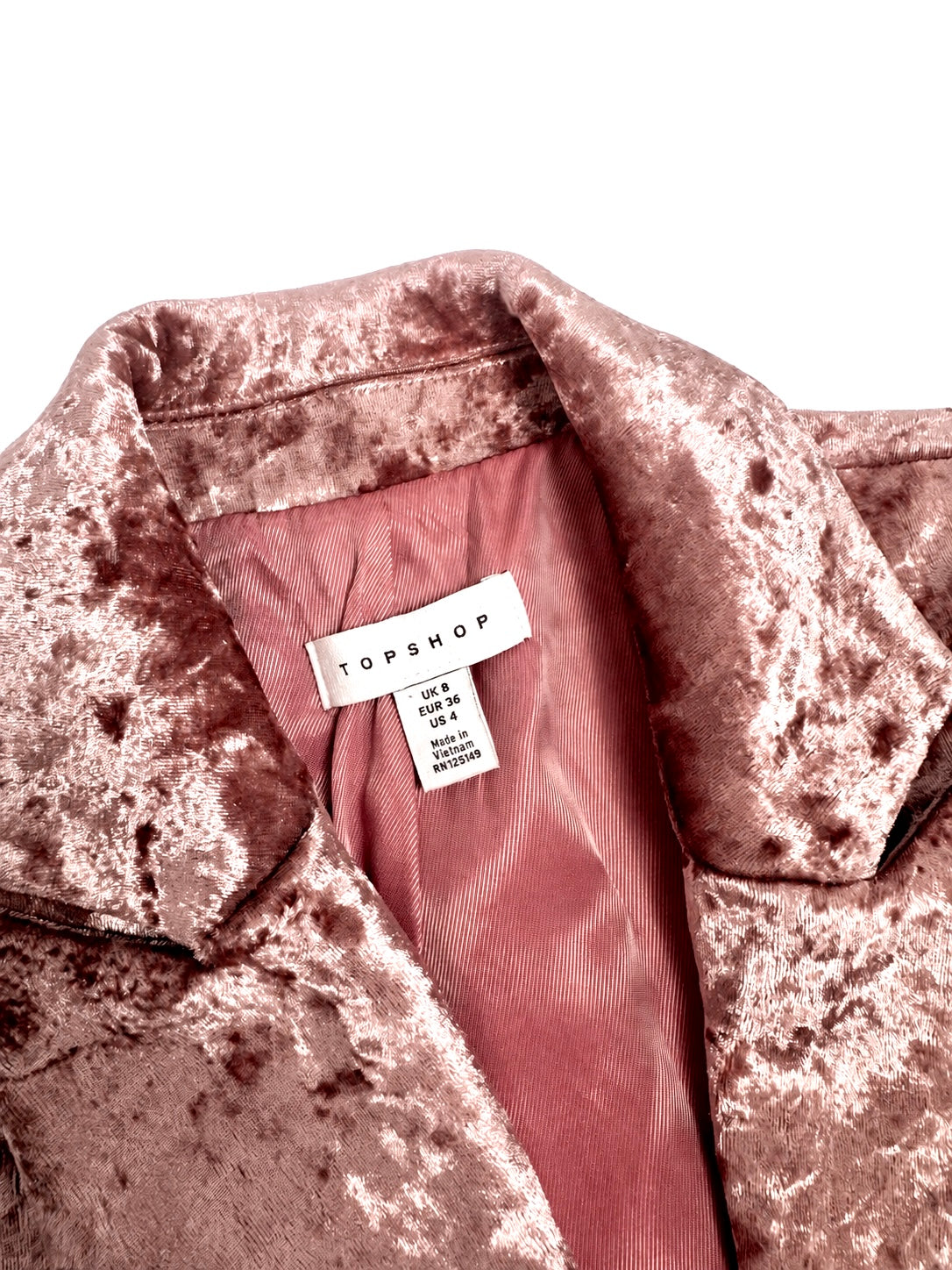Women's TOPSHOP Dusty Rose Crushed Velvet Double-Breasted Blazer – US 4