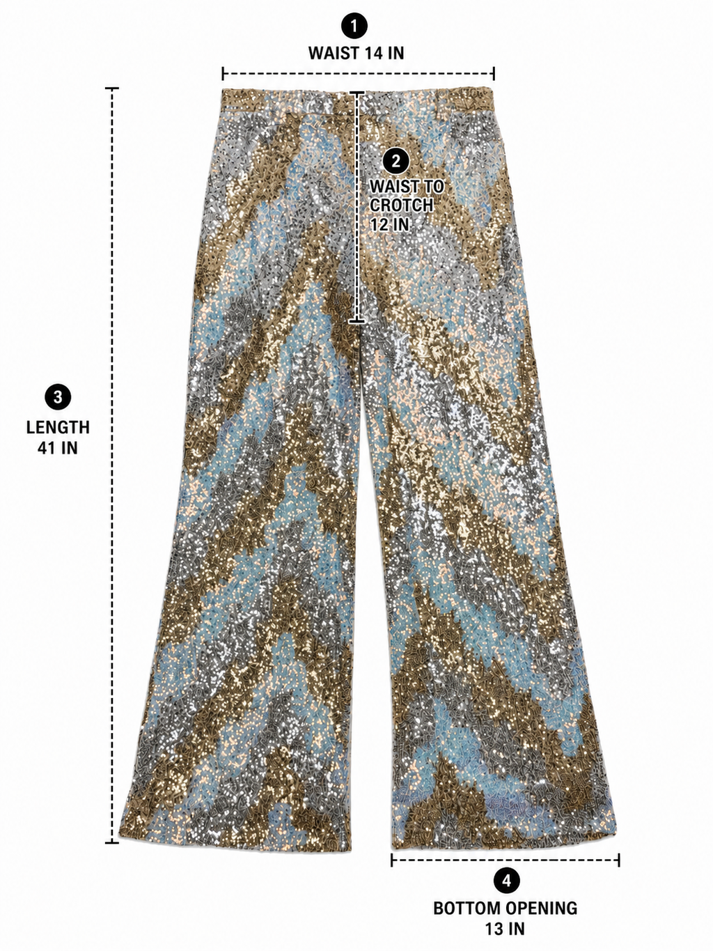 12th Tribe ’70s-Inspired Metallic Sequin Stretch Flare Pants NWT