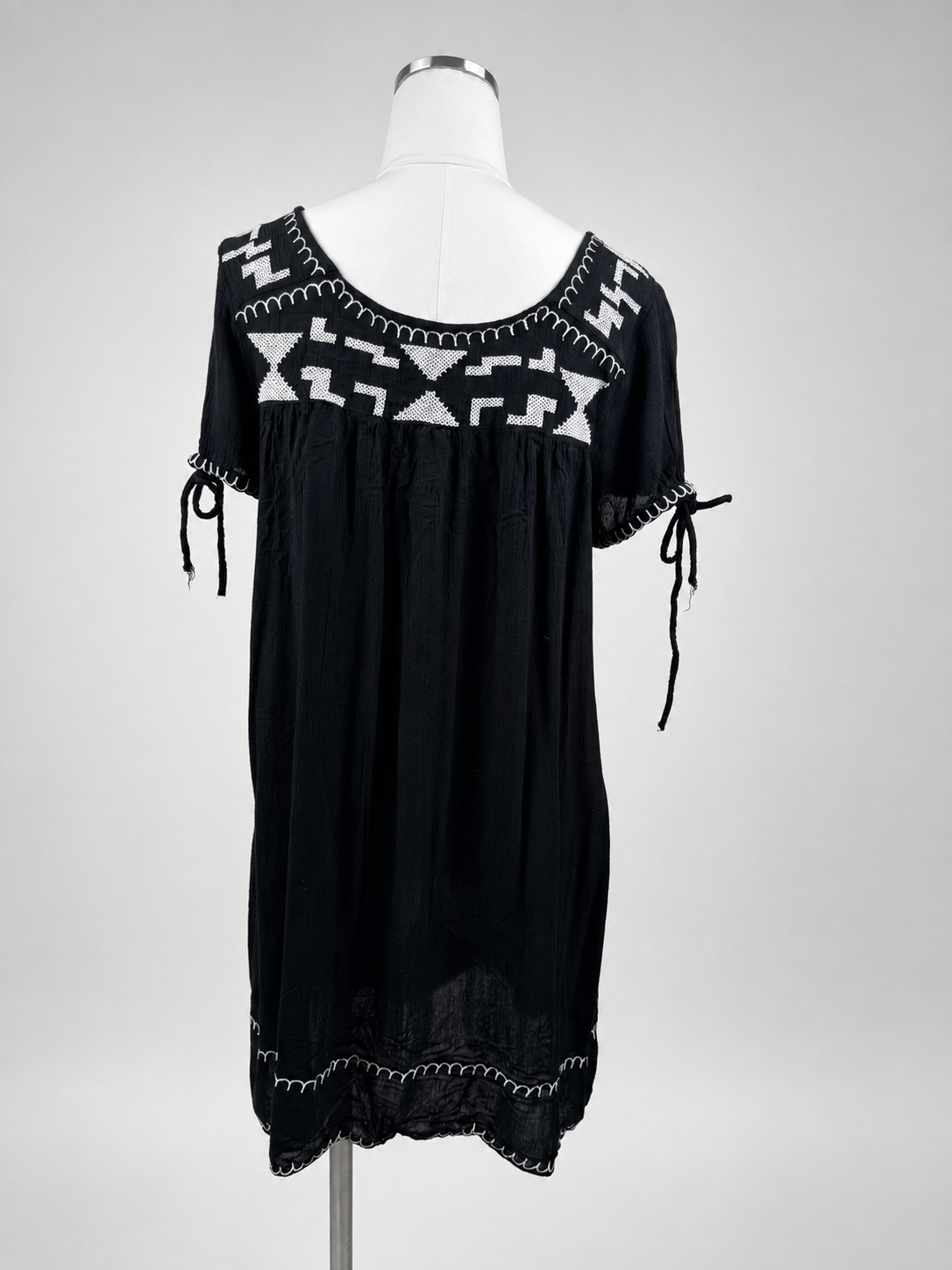 World Market black embroidered tunic dress back view