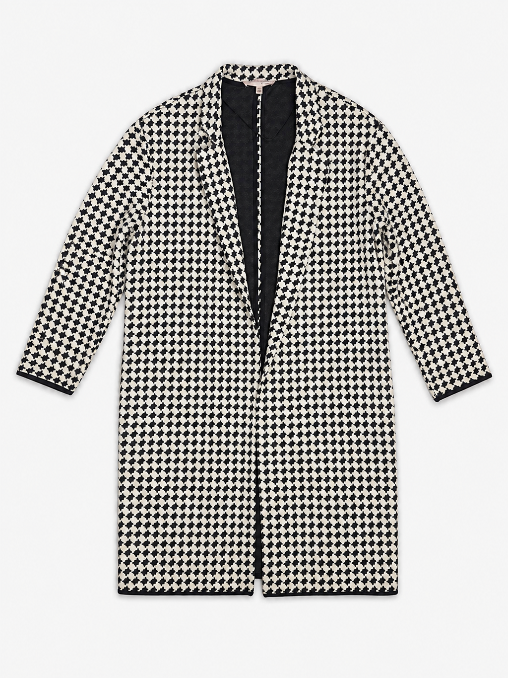 Philosophy Black Ivory Houndstooth Longline Open-Front Blazer Coat – Large