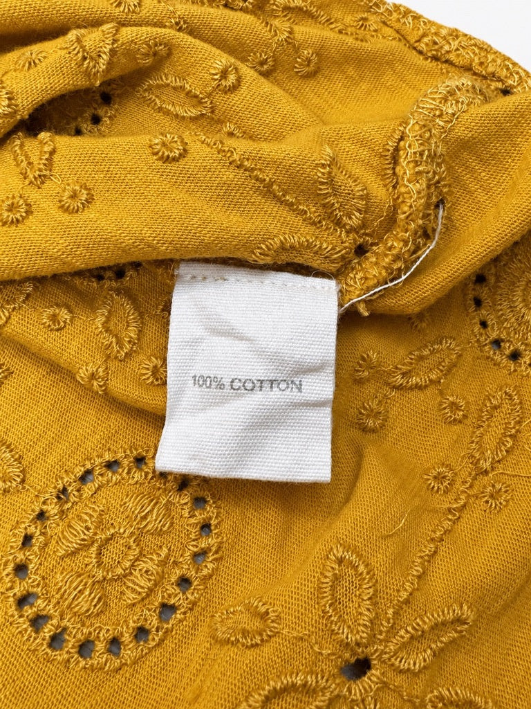 Anthropologie Forever That Girl Mustard Eyelet Blouse Women's MP NWOT