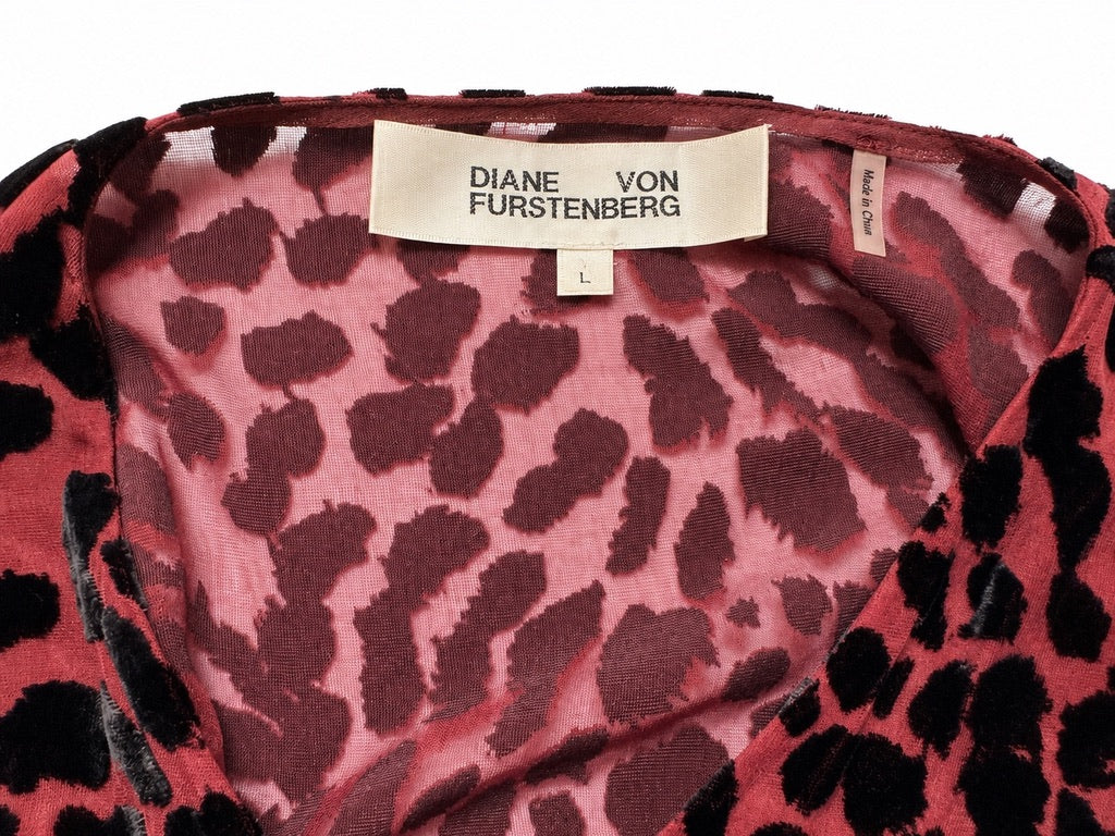 DVF merlot wrap dress brand and size tag