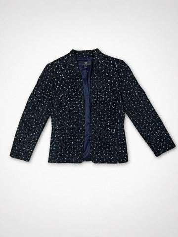 J.Crew 365 navy bouclé tweed blazer, fully lined open-front design, women's size 2 — product photo 4