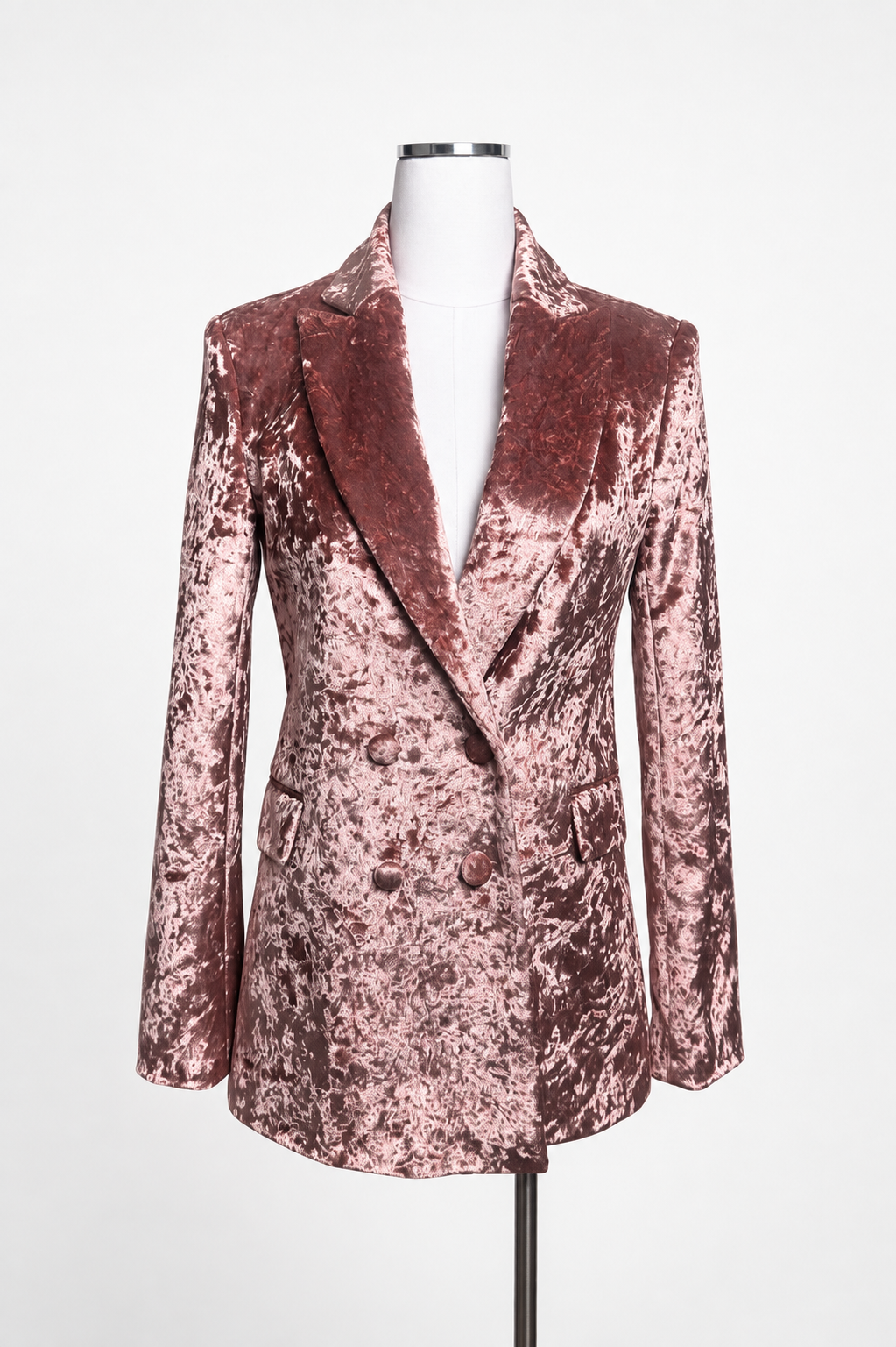 Women's TOPSHOP Dusty Rose Crushed Velvet Double-Breasted Blazer – US 4