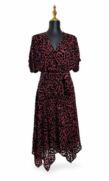 Diane von Furstenberg velvet burnout wrap dress neckline and sleeve detail