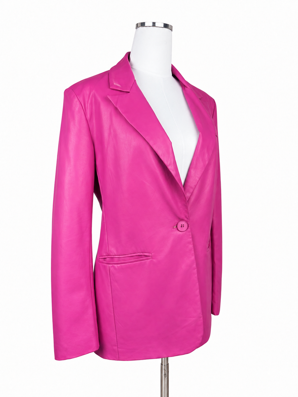 Windsor Hot Pink Faux Leather Blazer Size Small Barbiecore Party Jacket