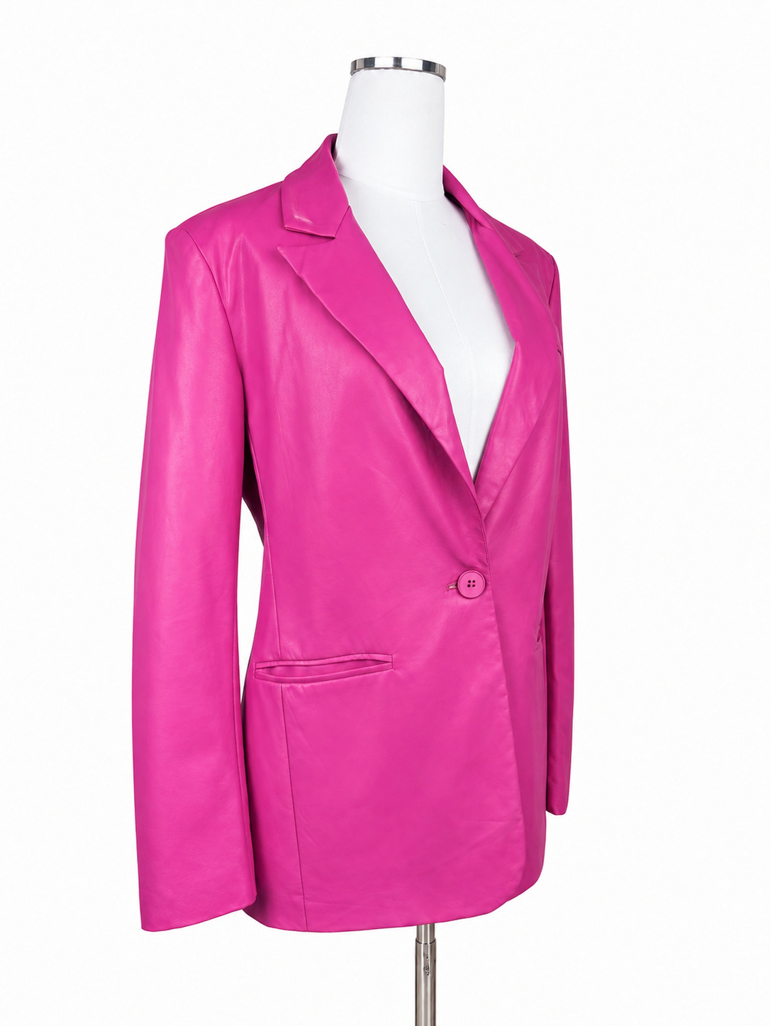 Windsor Hot Pink Faux Leather Blazer Size Small Barbiecore Party Jacket