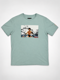 Front view of mint Bruce Lee x Shoe Palace men's graphic T-shirt