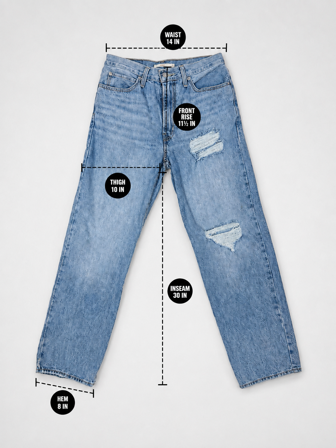 Women’s Levi’s ’94 Baggy Y2K Inspired Distressed Jeans Light Wash Size 27