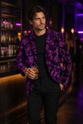 Mage Male purple and pink paisley velvet blazer front view