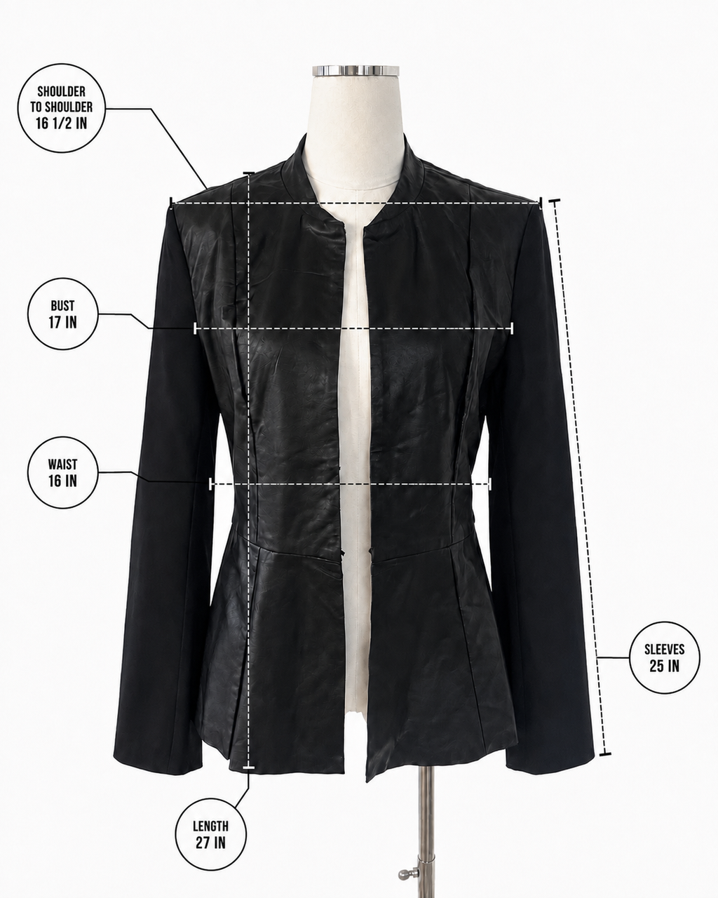 Romeo & Juliet Couture Black Faux Leather Peplum Jacket Women's Medium