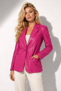 Windsor Hot Pink Faux Leather Blazer Size Small Barbiecore Party Jacket