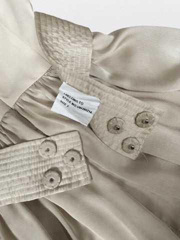 White by Vera Wang champagne halter maxi dress bow detail