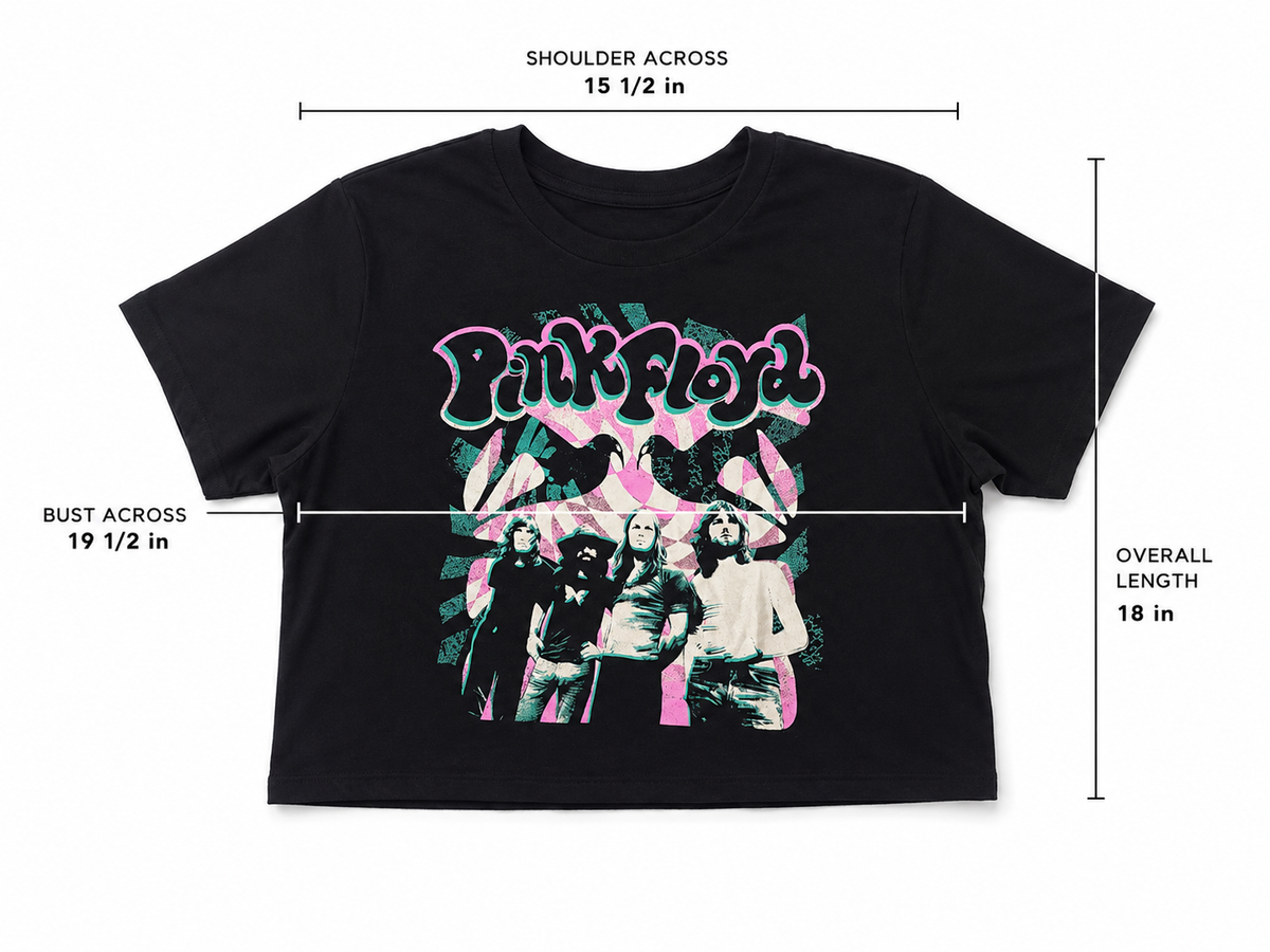 Black Pink Floyd graphic cropped T-shirt, women's XXL