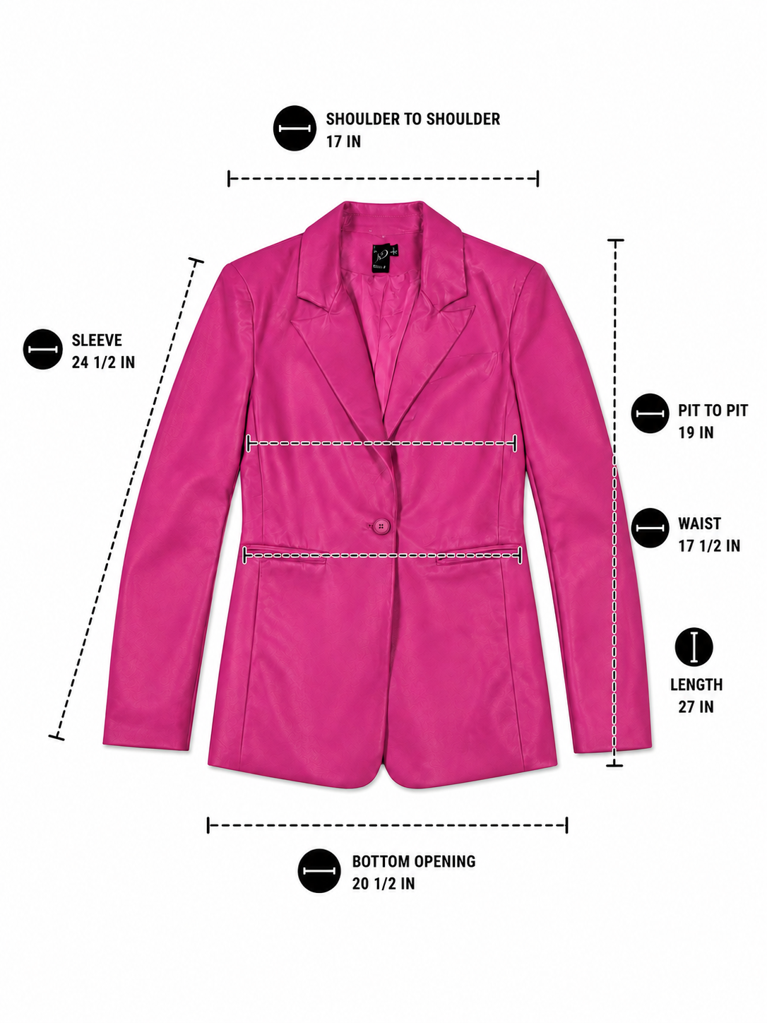 Windsor Hot Pink Faux Leather Blazer Size Small Barbiecore Party Jacket