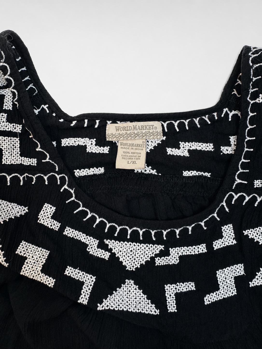 World Market embroidered dress hem detail