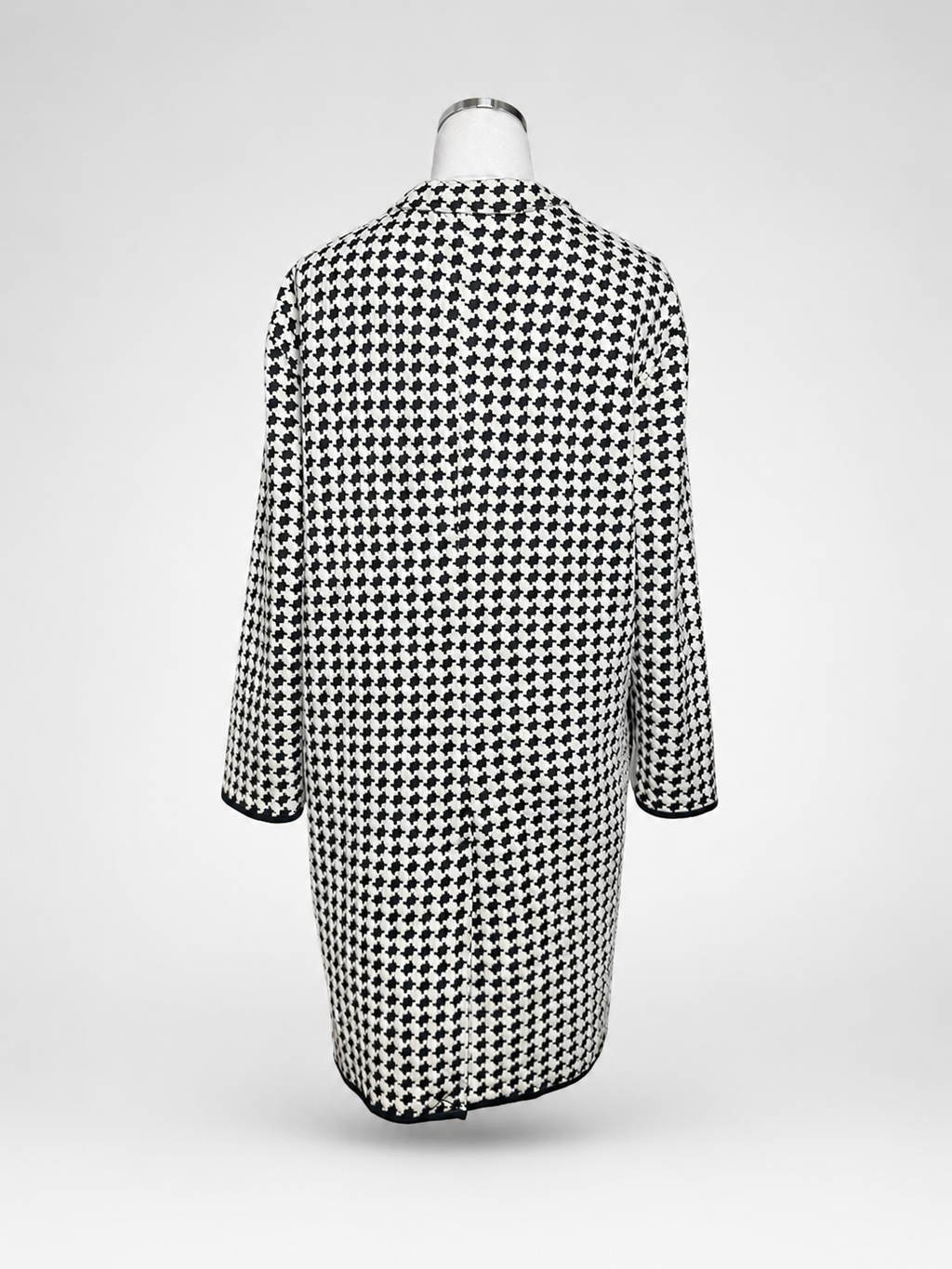 Philosophy Black Ivory Houndstooth Longline Open-Front Blazer Coat – Large