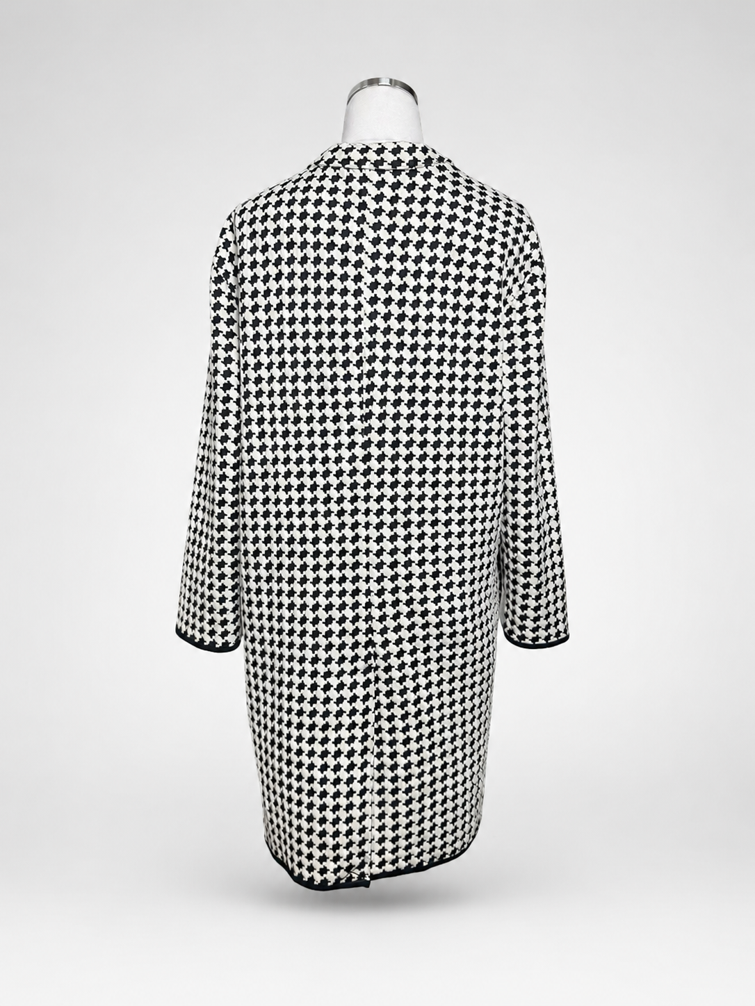 Philosophy Black Ivory Houndstooth Longline Open-Front Blazer Coat – Large
