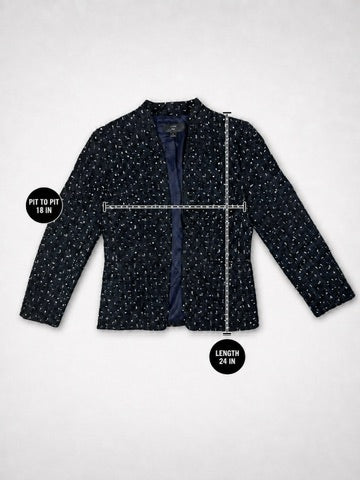J.Crew 365 navy and white-fleck bouclé tweed blazer, women's size 2 — product photo 5