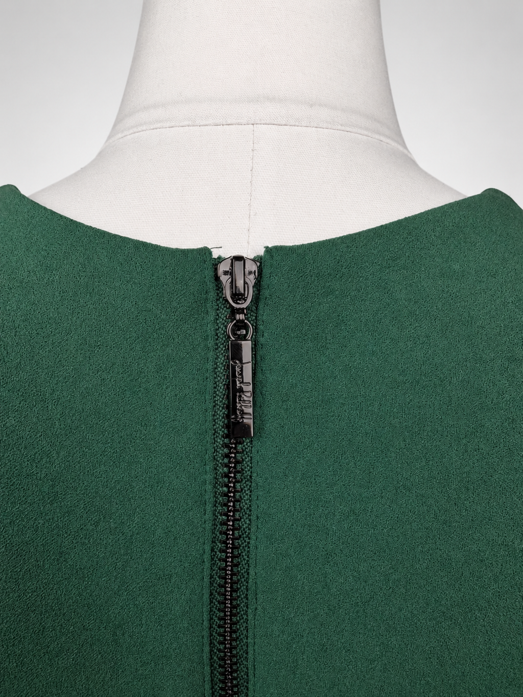 Joseph Ribkoff emerald green stud-trim dress lay-flat with tailoring detail