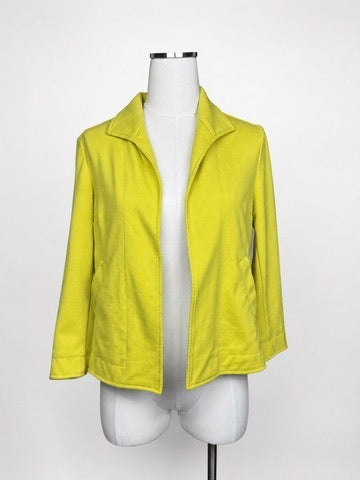 Kasper chartreuse green open-front blazer back view