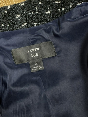 J.Crew 365 navy bouclé blazer, fully lined tweed jacket, women's size 2 — product photo 7