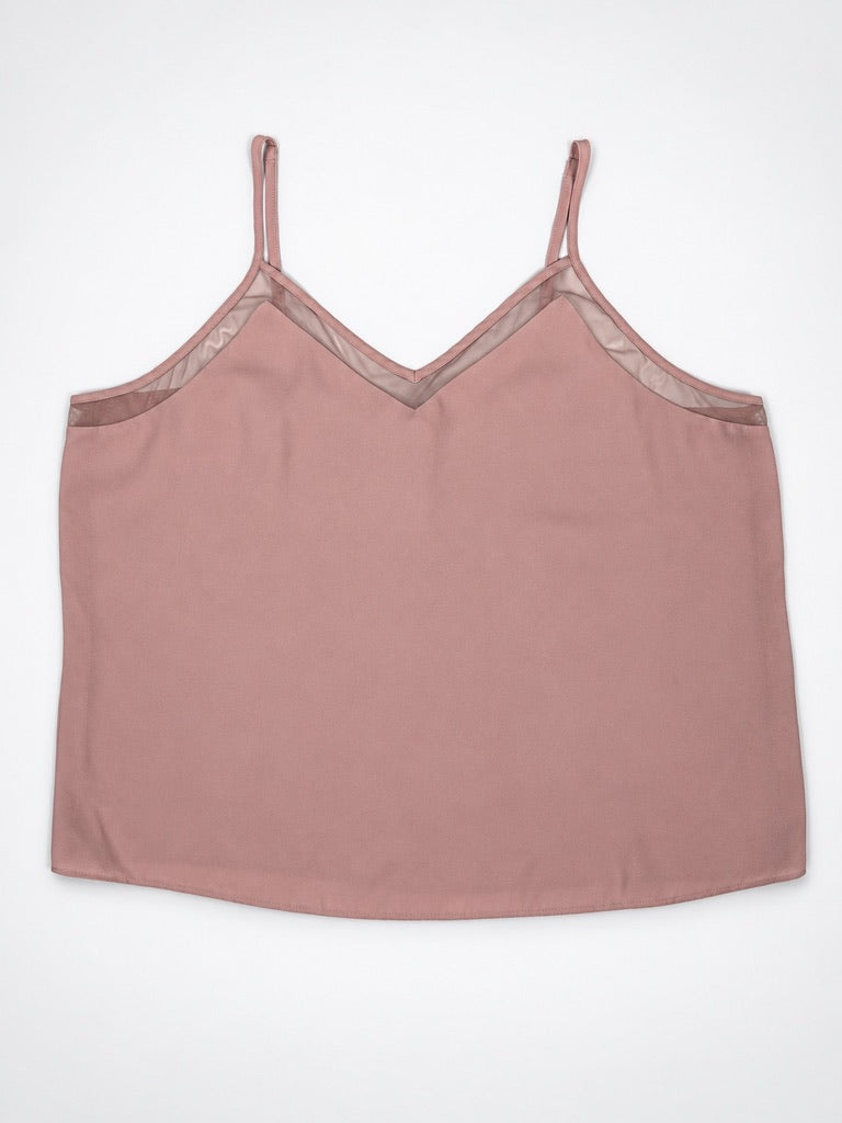 Nine West dusty rose pink cami laid flat front view